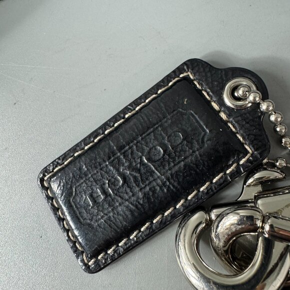 Coach Black Cotton with Black Patern Leather Adjustable Strap w/Fob - Picture 9 of 10